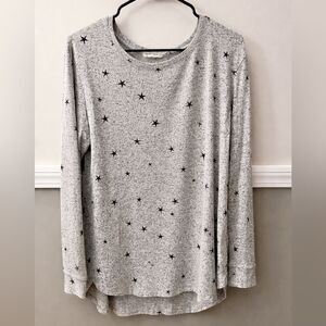 Jane and Delancey Star Print Long Sleeve Top Gray Size L (W89)